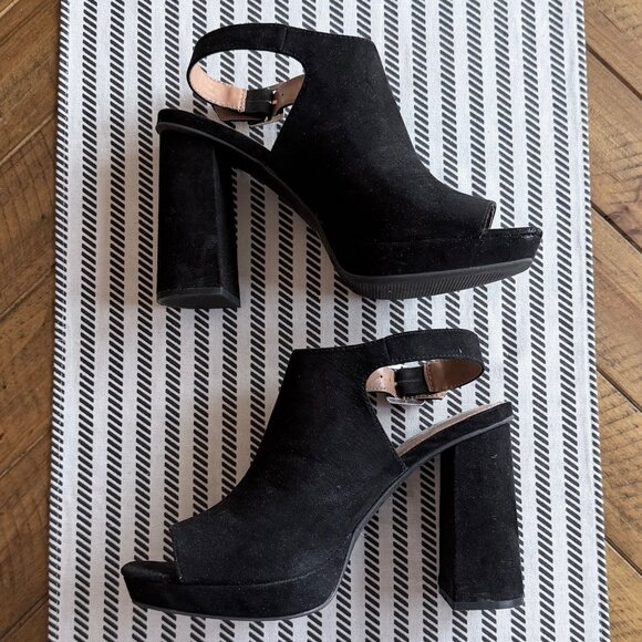 DOLCE VITA BLACK SUEDE PEPPER PLATFORM SANDAL SIZE W 9 - Picture 5 of 7